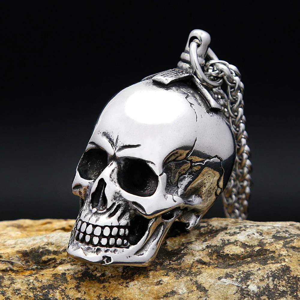 Punk Gothic Skull Pendant Necklaces For Men Stainless Steel Simple Biker Necklace Unique Amulet Jewelry Gift Dropshipping