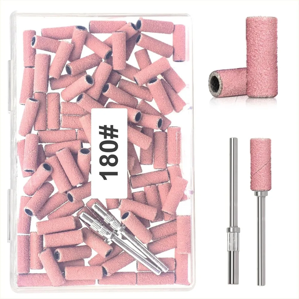 

100Pcs Mini 3.1mm Nail Sanding Bands with Mandrel Bit 120 150 180 240 Grit Nail Sanding Bands for Acrylic Nails Gel Removing