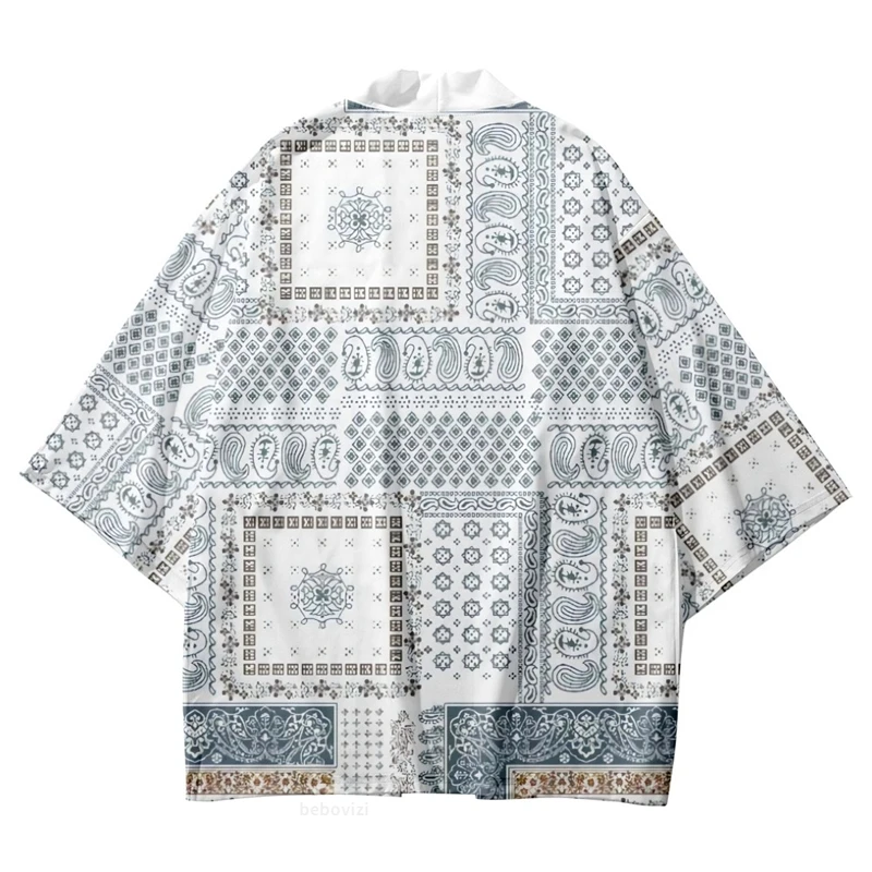 Fashion Hip Hop Cashew Flowers Print Japanese Traditional Kimono Cosplay Cardigan Men Women Shirts Harajuku Haori Trend Coat
