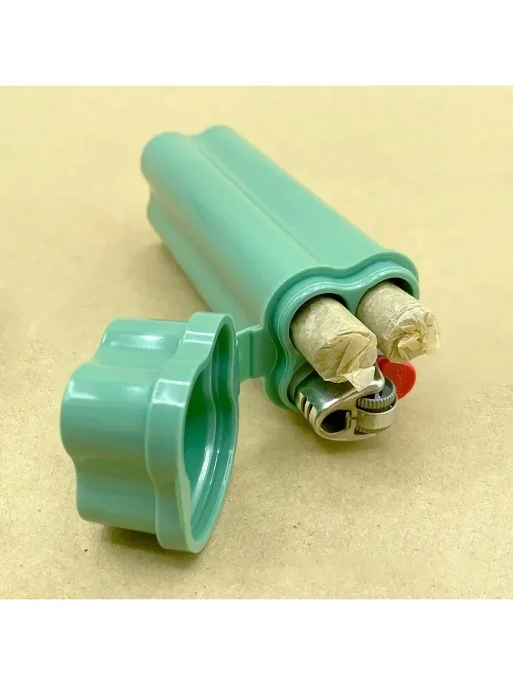 Kit de étui à cigarettes rabattable monobloc avec deux trous, y compris un briquet pour un rangement et un transport facile, accessoires pour fumer