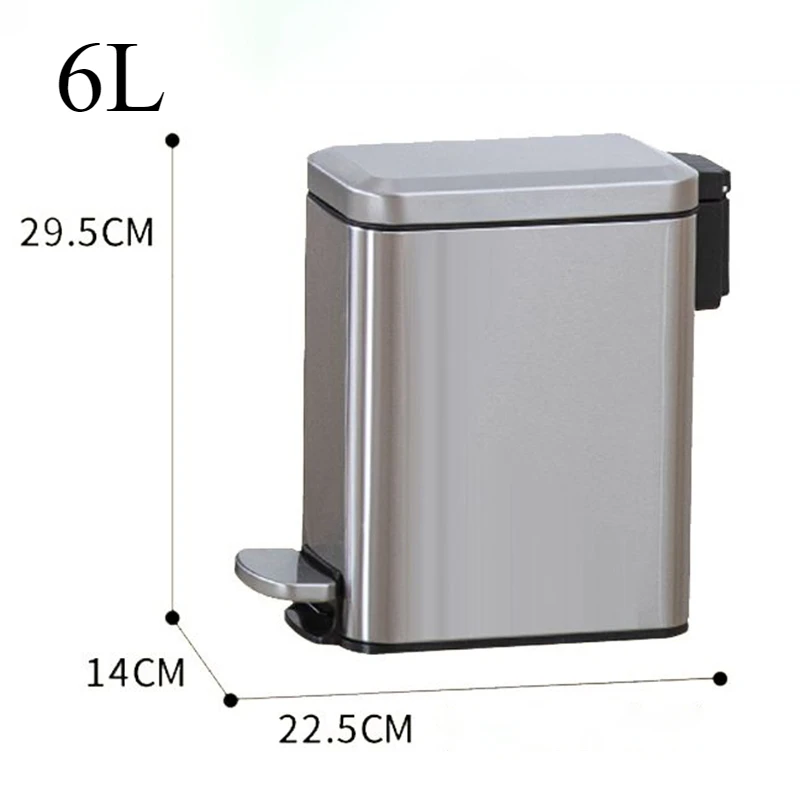 Trash Can Stainless Steel Food Pedal Kitchen Trash Cans Bathroom Bedroom Litter Bins with Lid Toilet Garbage Bins Cleaning