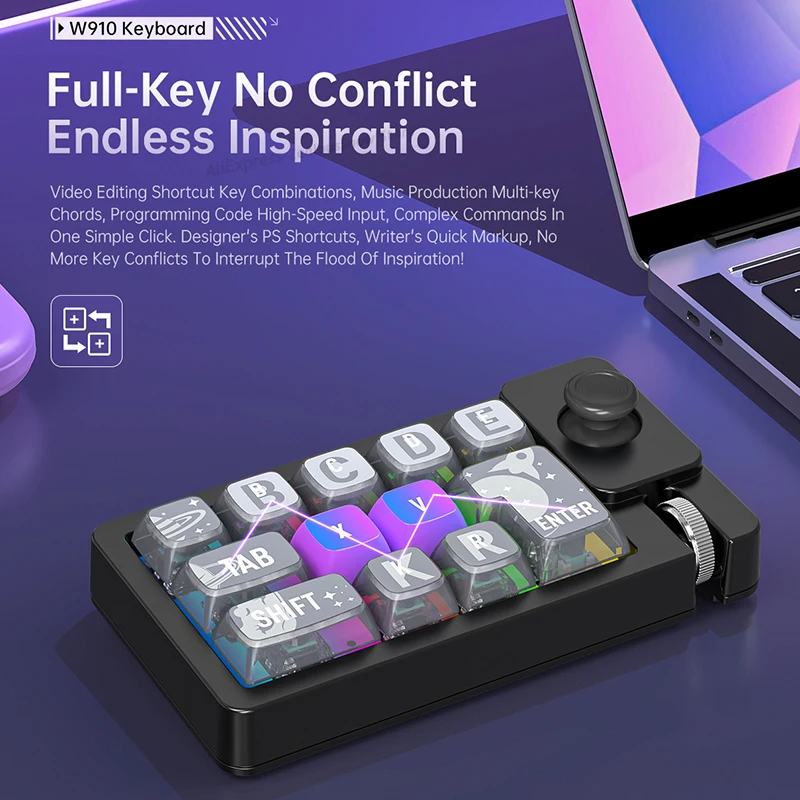 3 وضع لوحة المفاتيح الميكانيكية لرقم اللعبة مع عصا التحكم في اللعبة بلوتوث/2.4G/السلكية Numpad مفتاح قابل للتبديل السريع لنافذة الكمبيوتر/ماك #3