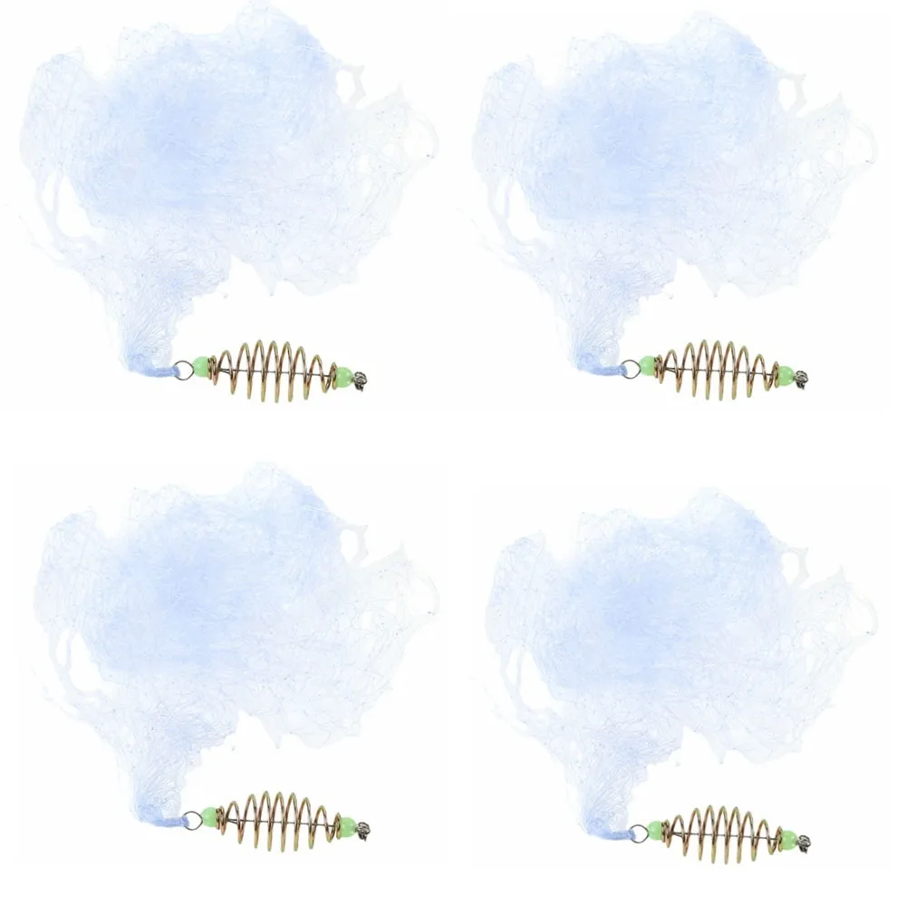 

4PCS Nylon Mesh Fishing Gill Net with Luminous Beads 4 Sizes Hand Throw Fishing Net with Copper Spring Fishing Spring Net