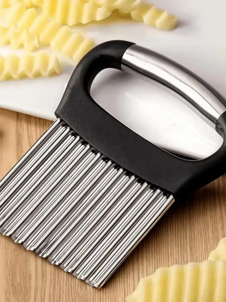 Coupe-pommes de terre ondulé manuel pratique, hachoir ondulé dur en acier inoxydable, trancheur de pommes de terre tranchant, carottes