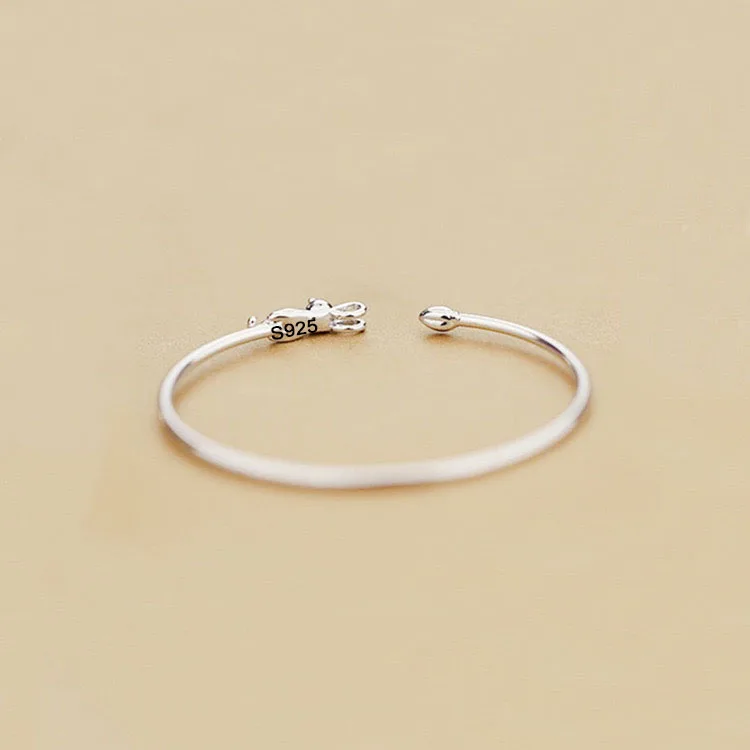 925 Sterling Silver Bracelets for Women Men String Accessories Trend Vintage Rabbit Pendant Party Jewelry Gift