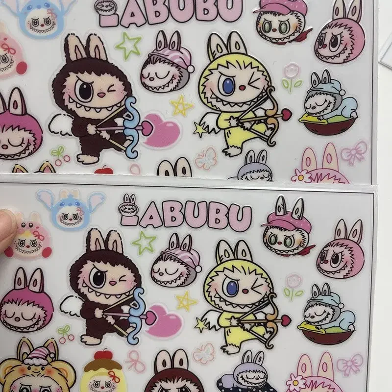 

Labubu anime Cartoon Transfer Sticker Crystal Sticker Cute Rabu Mobile Phone Case Water Cup Decoration