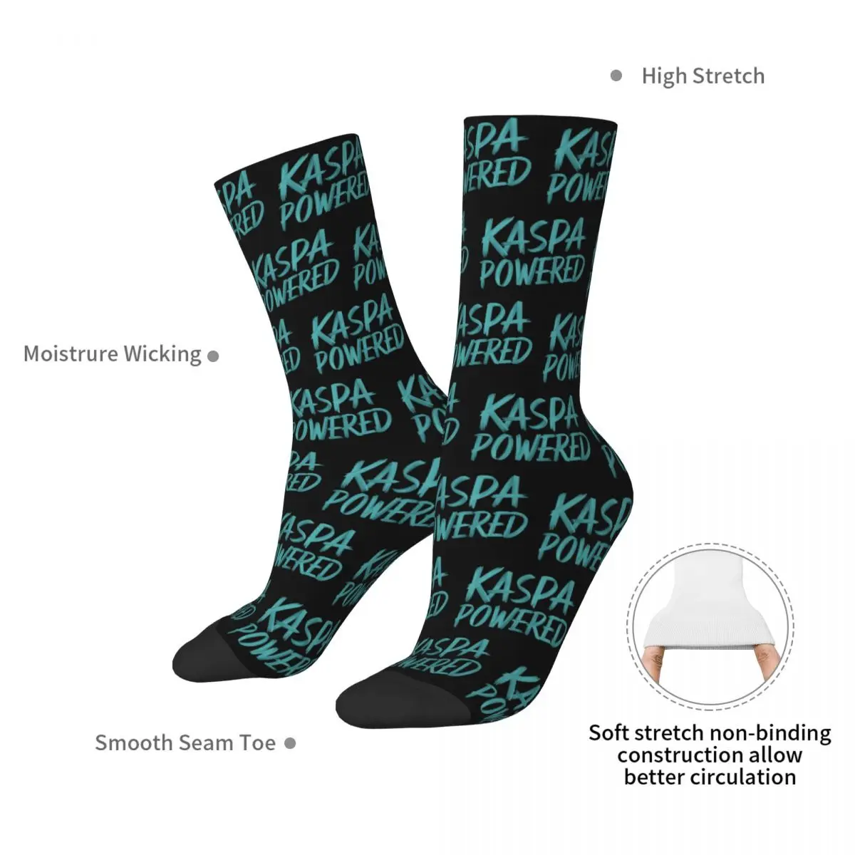 Kaspa Crypto Empowering Growth And Success Socks Harajuku Stockings All Season Long Socks for Man's Woman's Birthday Present