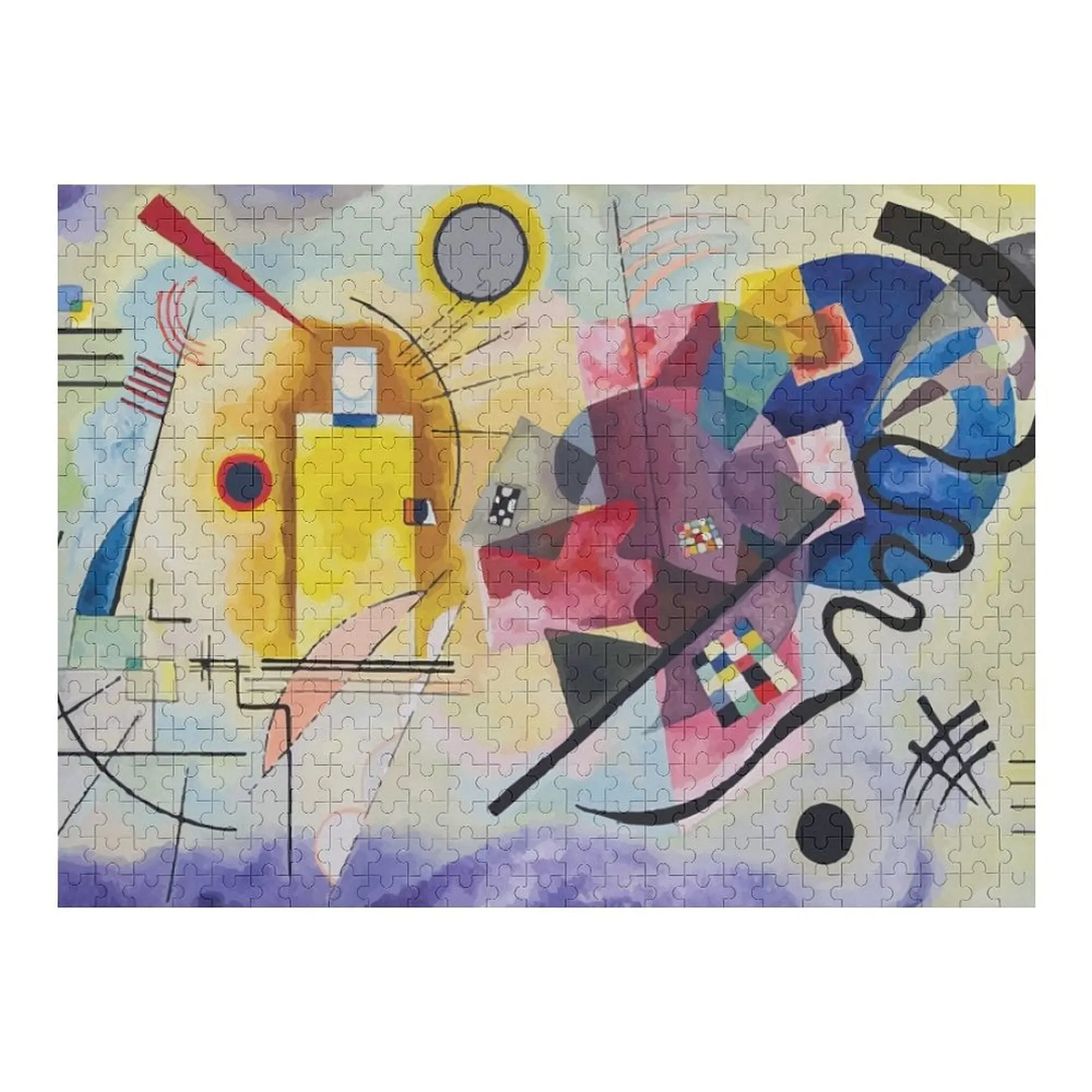 Puzzle Drewniane Wassily Kandinsky Żółto-Czerwono-Niebieskie Zwierzęta Dla Dzieci i Dorosłych
