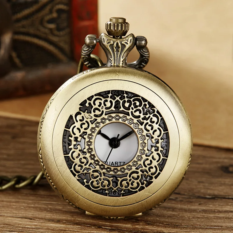 New Christmas Fashionable And Exquisite Style Antique Vintage Quartz Pocket Watch Round Case Pendant Necklace Chain Clock Gifts