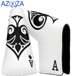 Golf Poker Ace White Mallet Putter Cover Headcover Magnetic Blade Putter Cover Club Protector,Synthetic Leather Putter Headcover