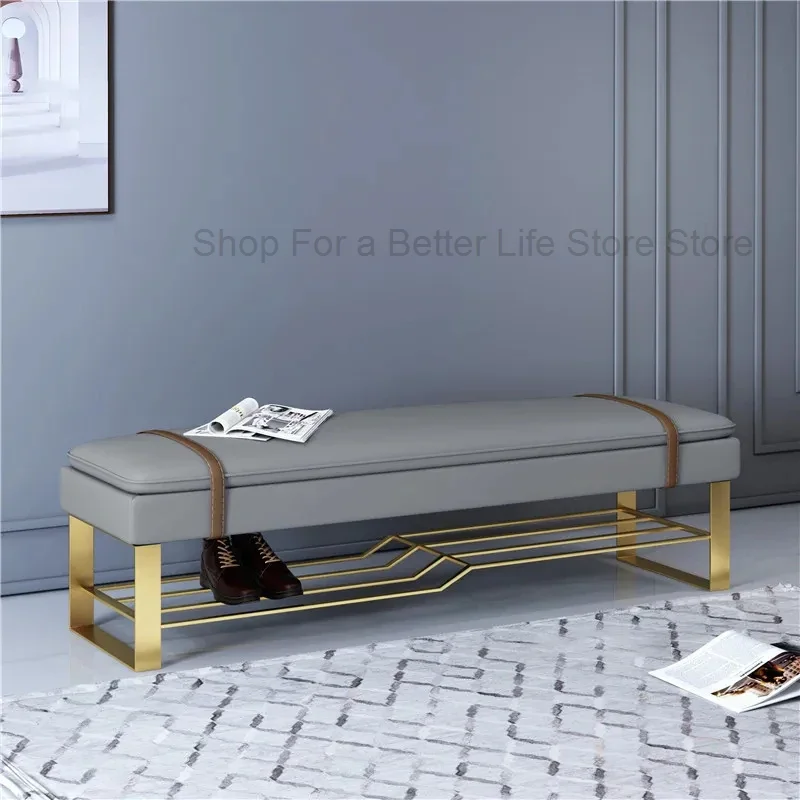 Nordic Stools Leather Soft Bag Living Room Furniture Creative Fashion Long Stool Home Changing Shoe Stool Bedroom Bed End Stool