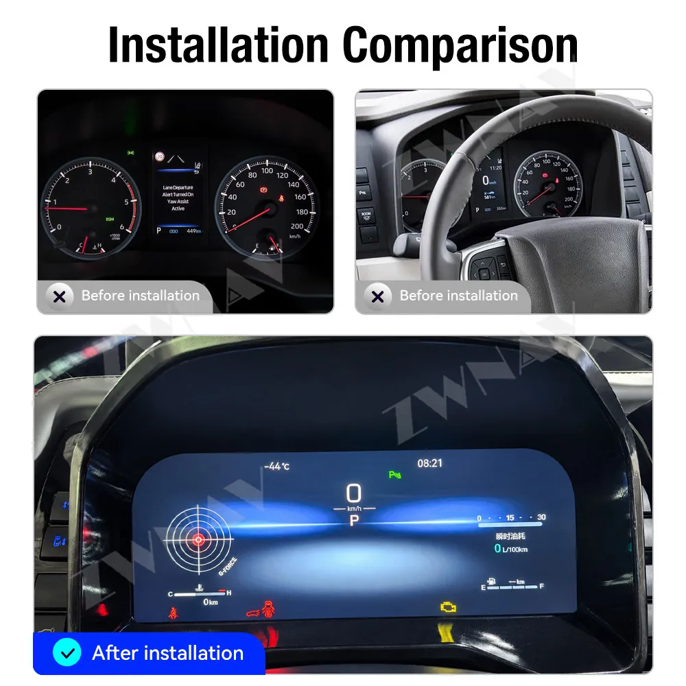 Car Dashboard For Toyota Hiace 2021-2025 Carplay Virtual Cockpit LCD Digital Gauge Cluster Instrument Panel Meter Dash Cameras