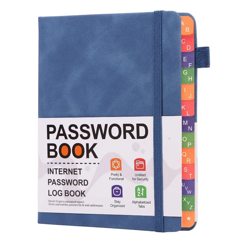 1 PCS Password Register with Letter Tags Book, Elderly Friendly Password Organizer, Pocket Sized Book Tags Thick Paper Diary