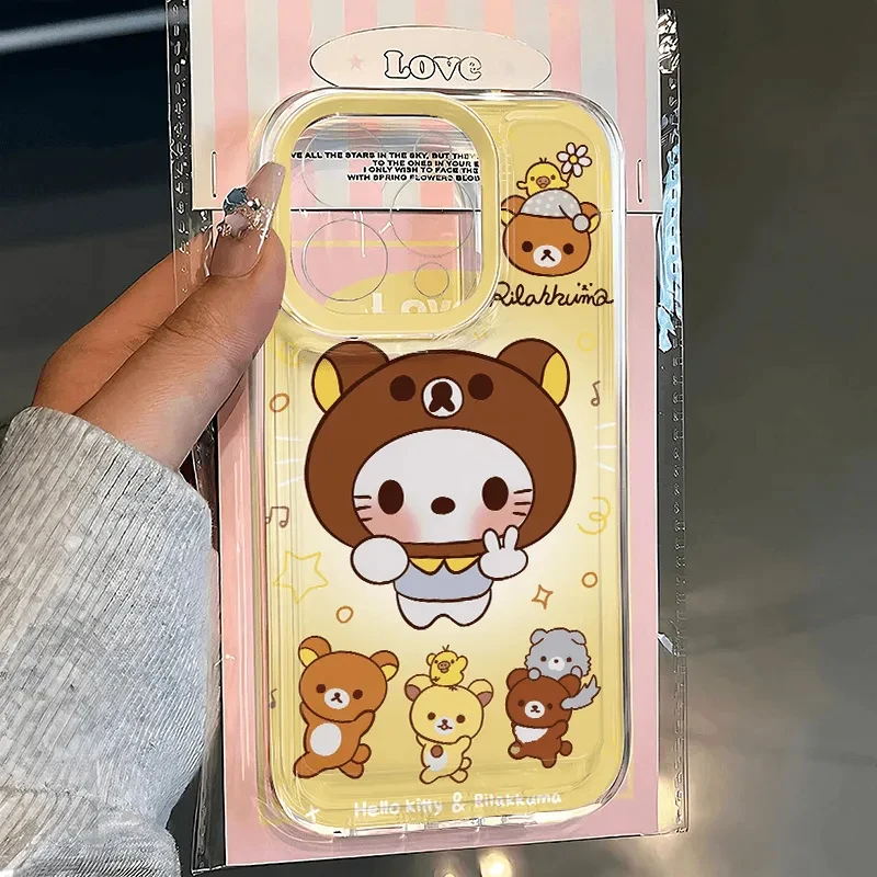 Cute Kawaii Hello Kitty Cartoon Bear Japanese Phone Case For iPhone 16 15 14 13 12 11 Pro Max XR XS MAX 7 8 Plus Y2K Lucky Cover