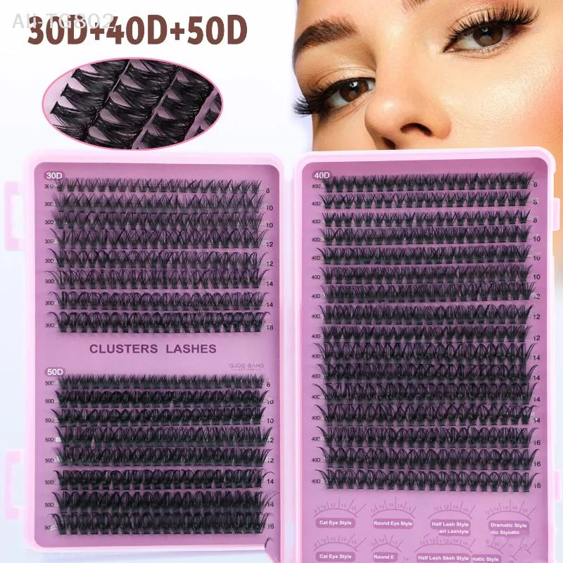 Neosfg DIY Eyelash Clusters Kit Individual Eyelashes Kit Large Capacity Wispy Lashes Eyelash Extensions Kit Reuseable
