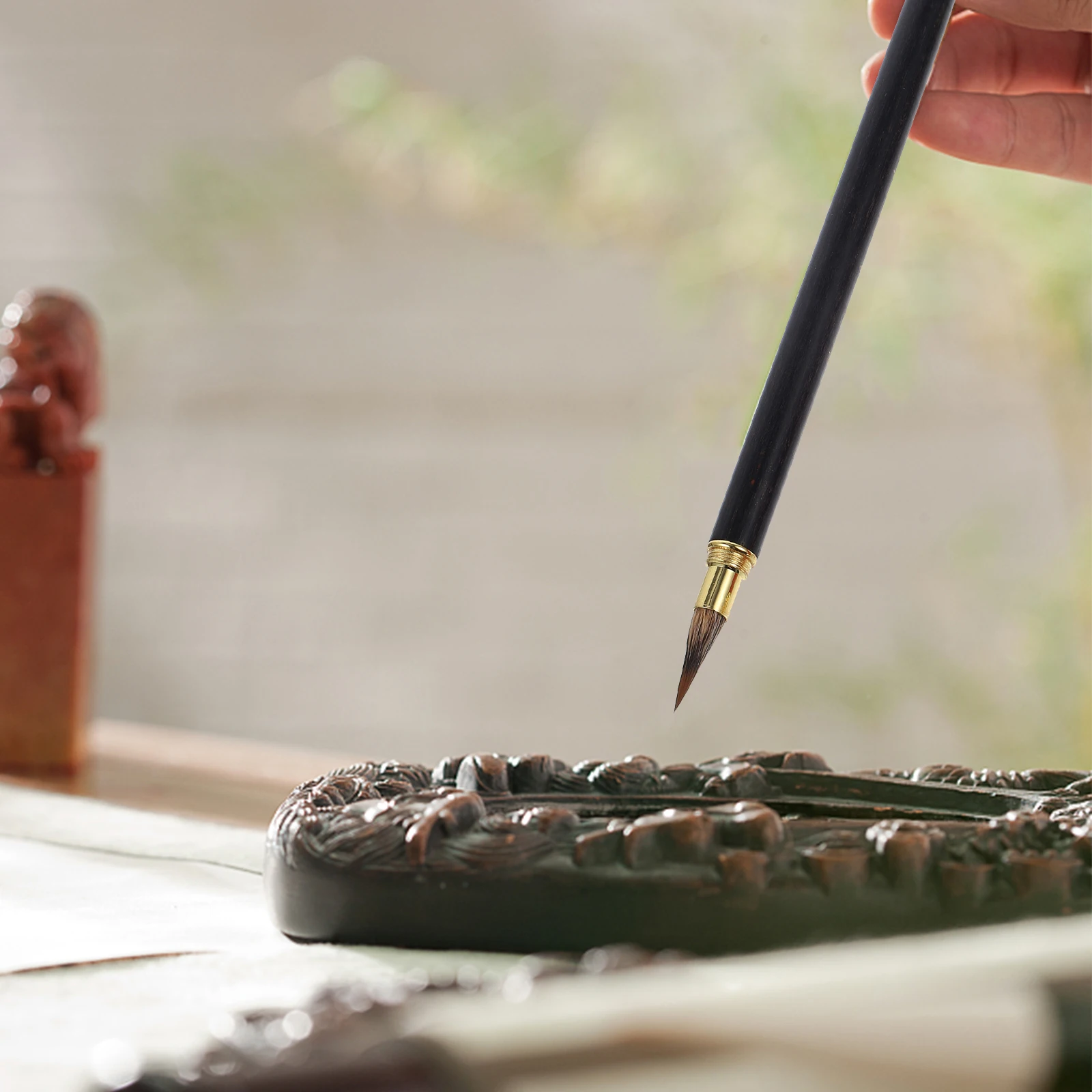 

2Pcs Chinese Calligraphy Brush Traditional Wolf Hair Bristle Pen for Writing Drawing Practice Lightweight Portable Art Tool Sumi