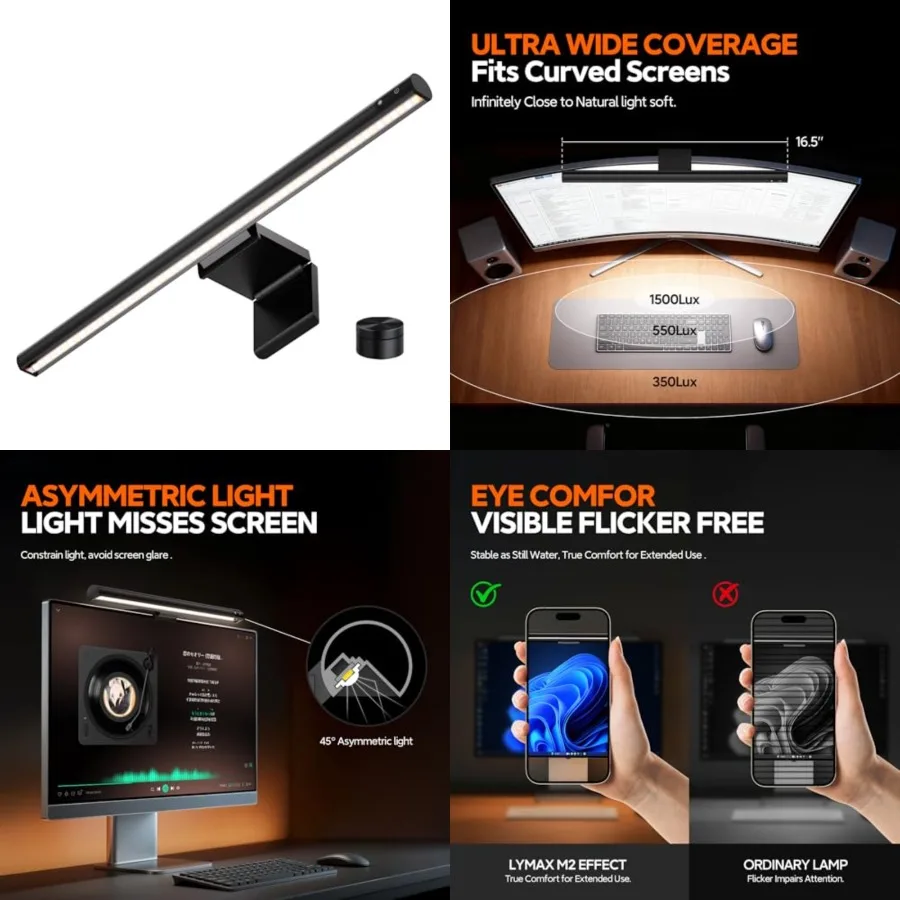 

Monitor Light Bar, Eye-Care USB Computer Lamp Dimmable Screen Light Bar, Fit for All Monitor with Wireless Controller, Backligh