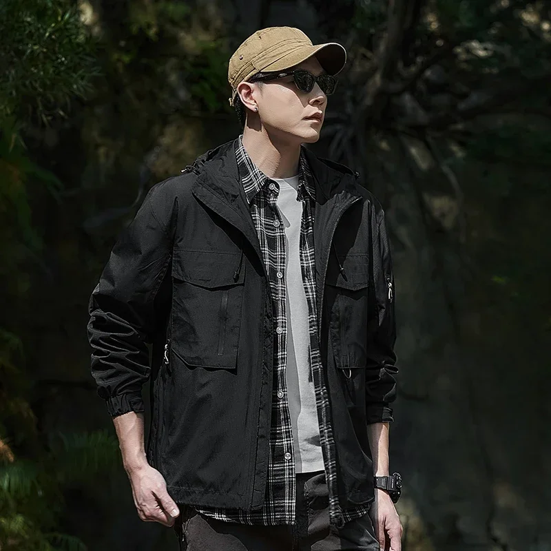 

2025 Мужская легкая водонепроницаемая куртка с капюшоном, мужская ветрозащитная куртка с капюшоном для гольфа, езды на велосипеде, ветровка, уличная куртка