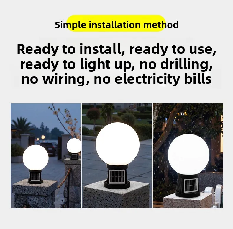 

Solar Stigma Lamp Spherical Stigma Lamp Outdoor Villa Garden Courtyard Fence Led Solar Lamp Headlight