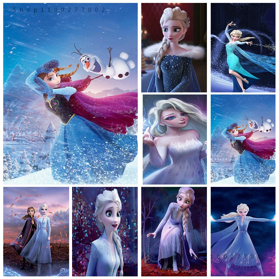 Cartoon Canvas Painting Disney Character Frozen Princess Elsa Anna Posters and Prints Wall Art Living Room Decor Home Decoration