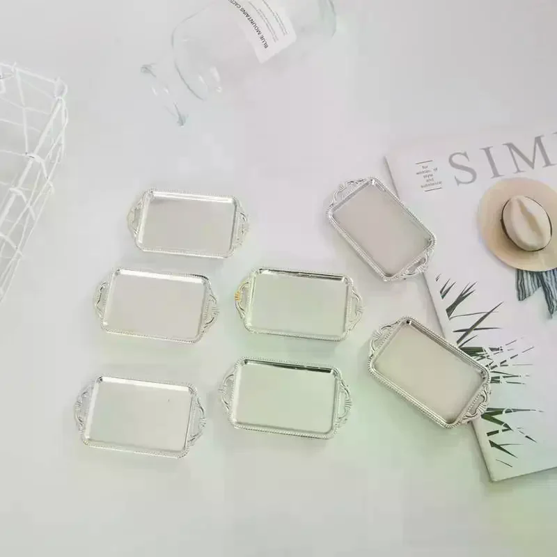 Vintage Rectangular Cake Plate Plastic Cupcake Dessert Displays Tray Pastries Cookies Cake Board Bottom Base Baking Mat 5Pcs