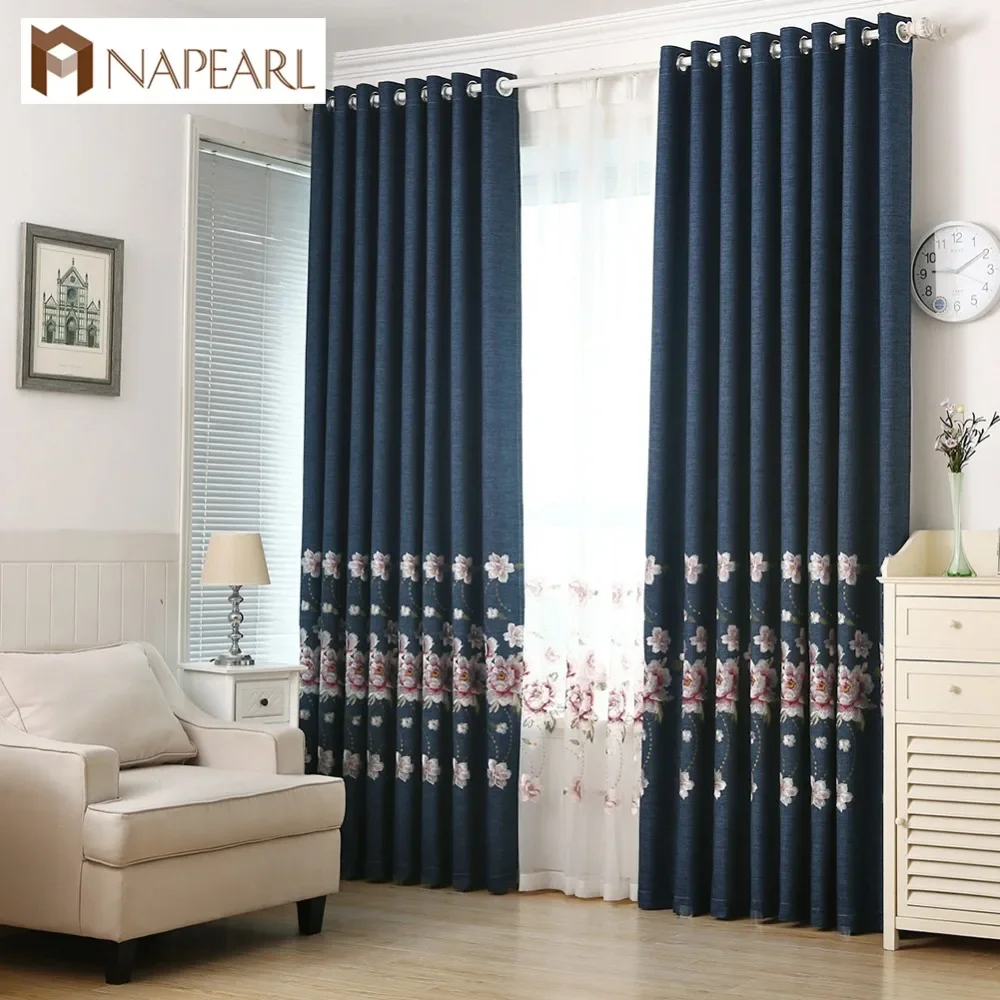 

NAPEARL Embroidered Luxury Chinese Curtains Elegant Window Shading Panels Christmas Gift for Home New Decoration Blackout Drapes