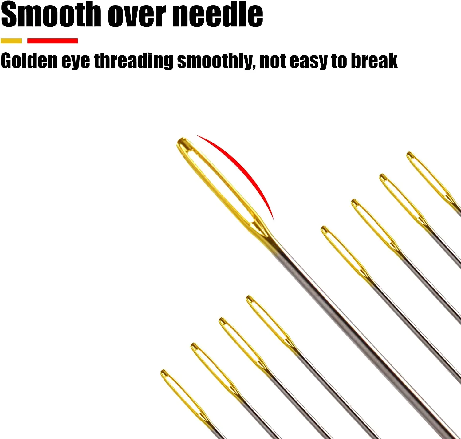 30Pcs Hand Stitching Needles With 1pcs Metal Threader Large Eye Sewing Needles for Cross Stitch Tools DIY Golden Color