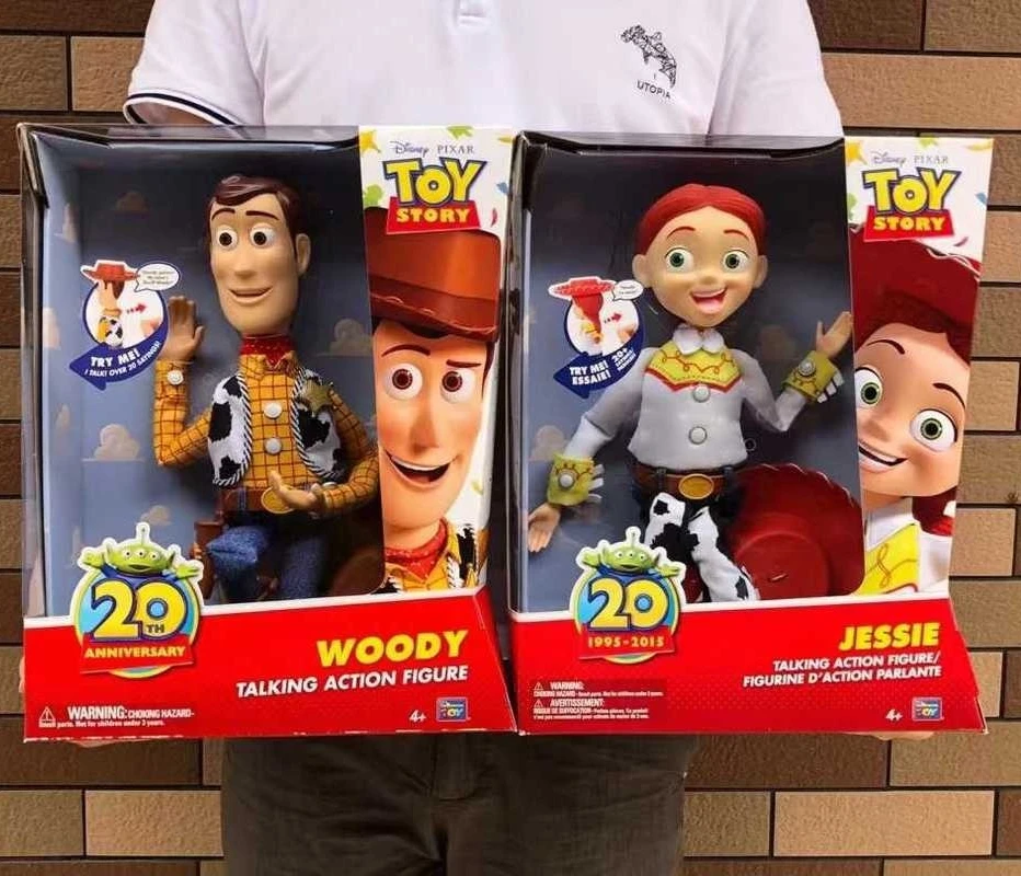 Disney Toy Story 20e anniversaire Woody Sheriff Cowboy Jessie tire des lignes pour parler interactif Anime Figure poupée ornement ToyGift