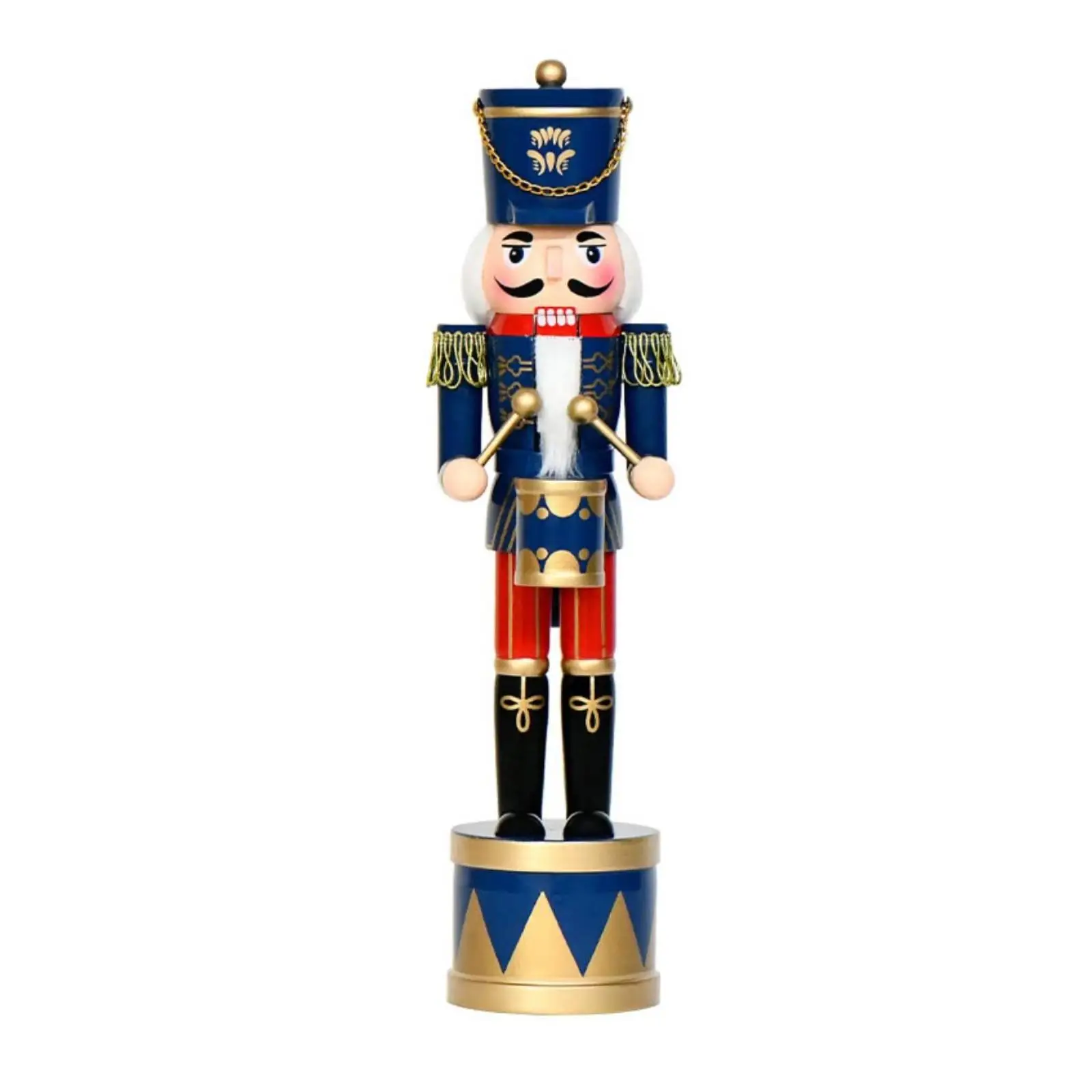 Nutcracker Soldier Wooden Figurine Hand Painted Schima Wood Craft for Holiday Fireplace Backdrop Decor Display