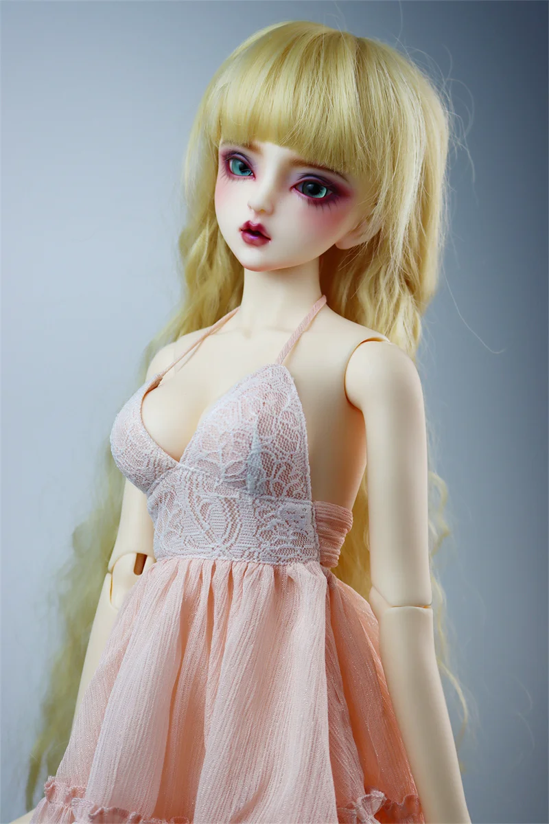 【Hoge Kwaliteit 1/3 Vrouwelijke Sexy Deep V-Sling Jurk Roze Kanten Rugloze Prinses Cake Rok Voor Bjd Actiefiguur Body Model