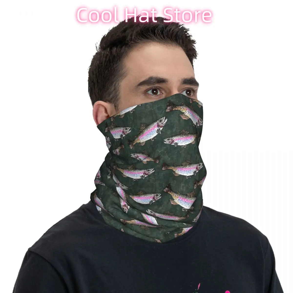 Rainbow Trout Fish Scarf Neckerchief Neck Face Mask Polyester