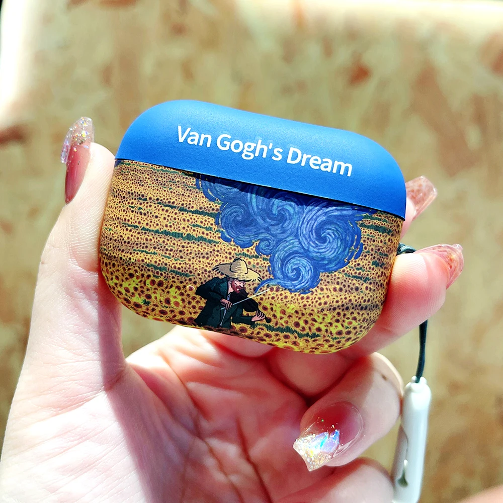 Classic Oil Painting Van Gogh Starry Sky Headphone Case for Airpods 4 3 1 Pro 2 Wireless Charging Case Hard Drop Resistant Cover