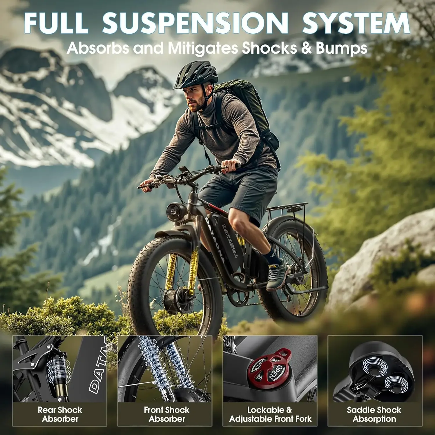 دراجة كهربائية بمحرك مزدوج 3000 وات للبالغين بطارية 52V23AH طويلة المدى 80 ميلًا عالية السرعة 37 ميجا في الساعة 26 بوصة دراجة كهربائية بإطارات عريضة