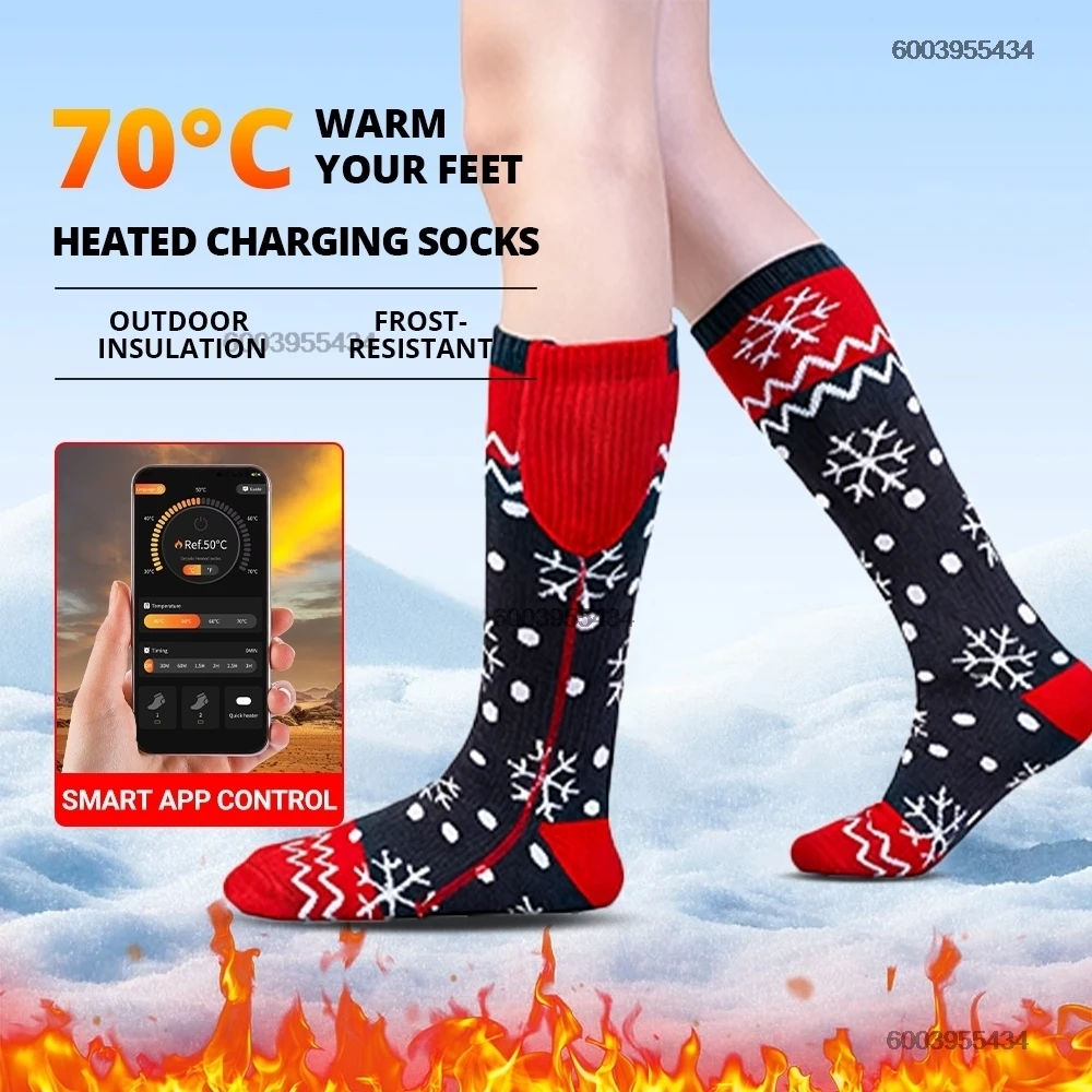 

Новые носки с подогревом с управлением через приложение, зимние термонагревательные носки, грелки для ног, лыжные носки с электрическим подогревом, перезаряжаемые, 5000 мАч
