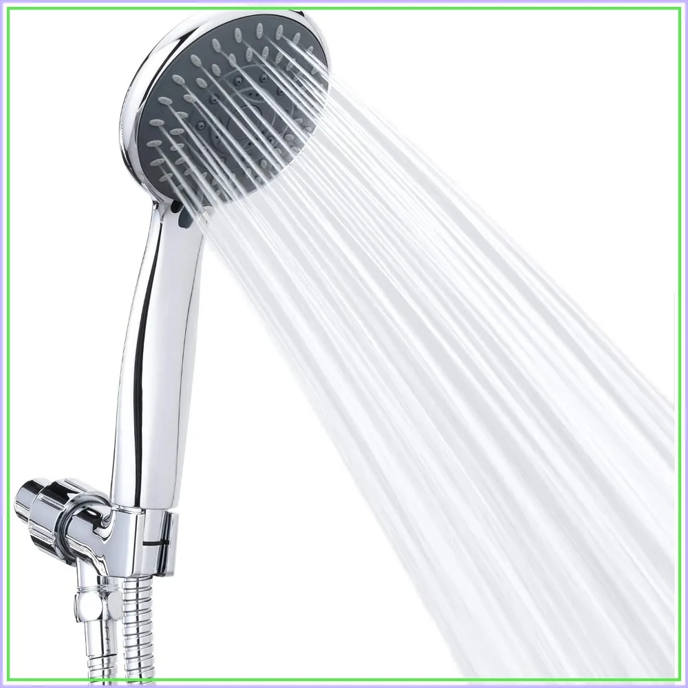 5-Setting High Pressure Handheld Shower Head with 59-Inch Stainless Steel Hose and Adjustable Bracket, Powerful Spray for Low Water Pressure
