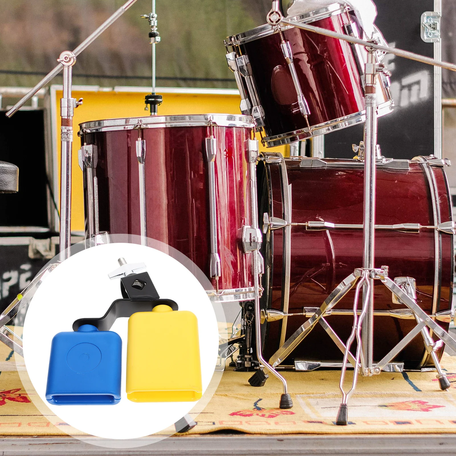

Dual Cowbell Percussion Instrument Metal Abs Professional Cow Bell For Drum Set Clear Sound Handheld Music Football