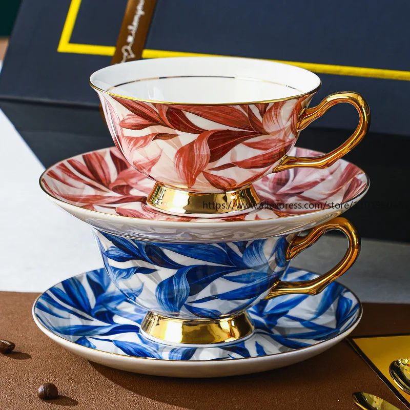 

Rustic-Style Bone China Coffee Cup and Saucer Set Vintage English Afternoon Tea Gift Set Gift Box Packaging