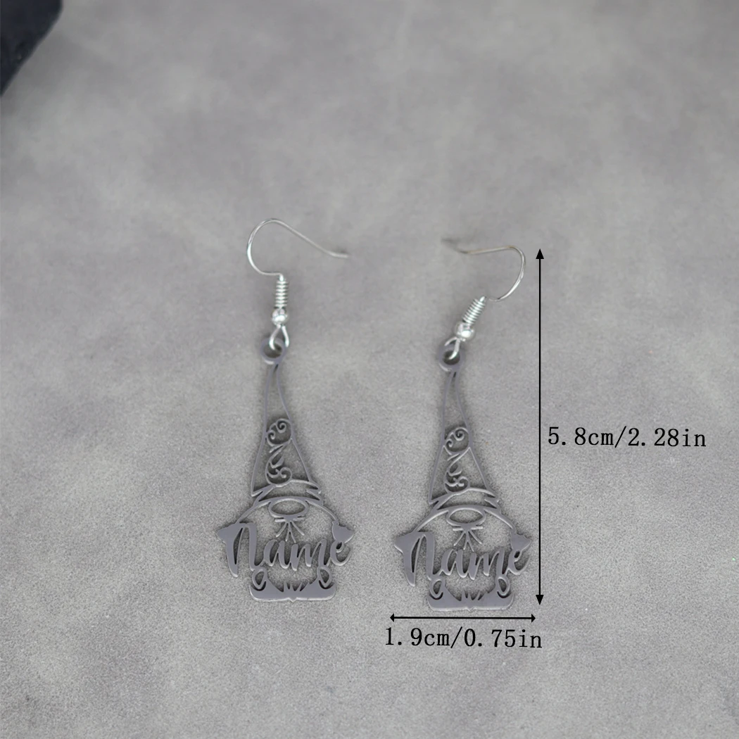 Stainless Steel Santa Claus Customized Name Drop Earrings Women Personalized Drop Earrings Custom Christmas Jewelry Gift