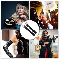 76HE NEW Luxurious Enamel Leather Long Gloves for Women Witch Gloves for Masquerades Party and Special Occasion Dressingup 3