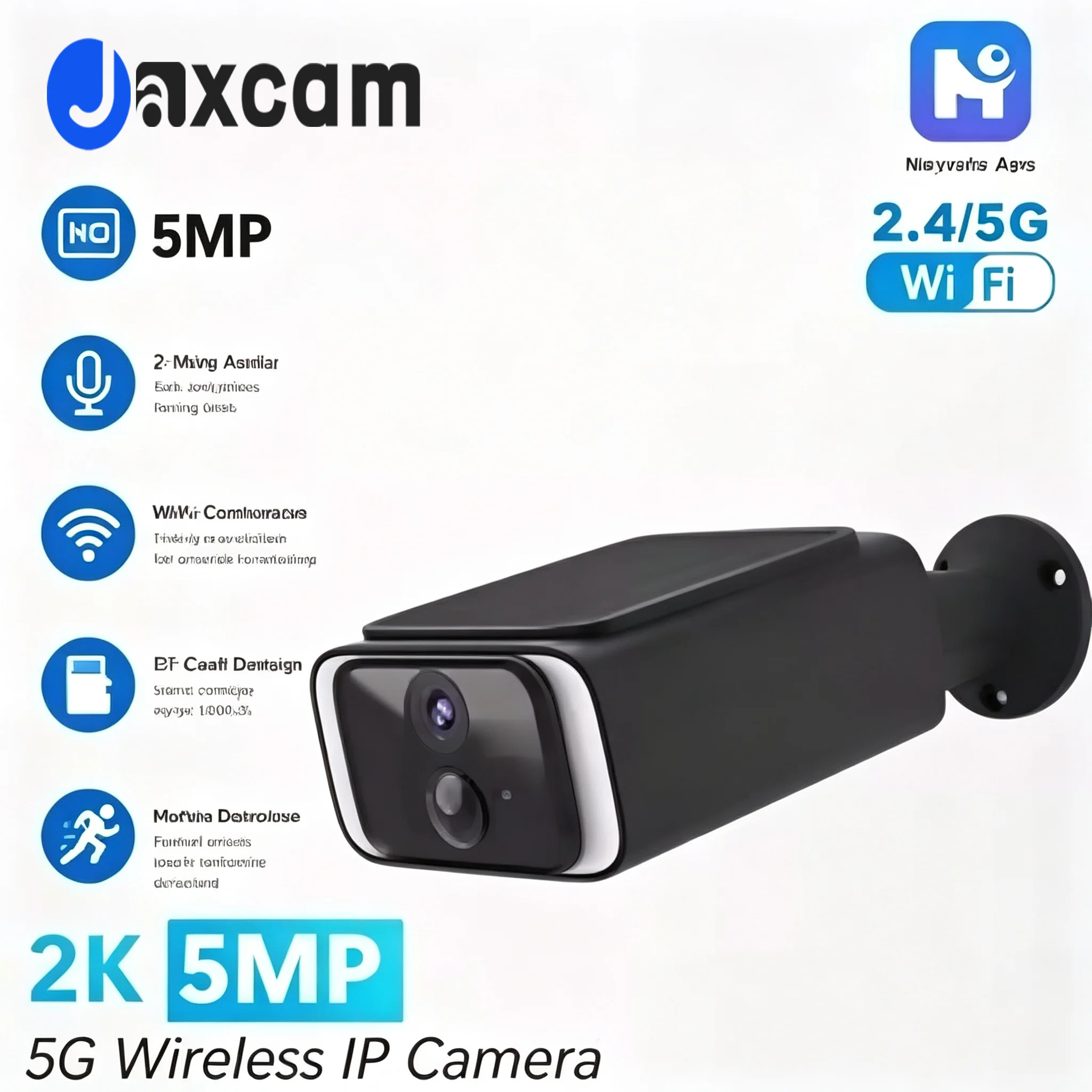 Outdoor 5MP Solar Camera Wireless Cam 5G WIFI PIR Motion Ultra Standby Time  Light Color Night Vision Two-Way Audio Battery Cam