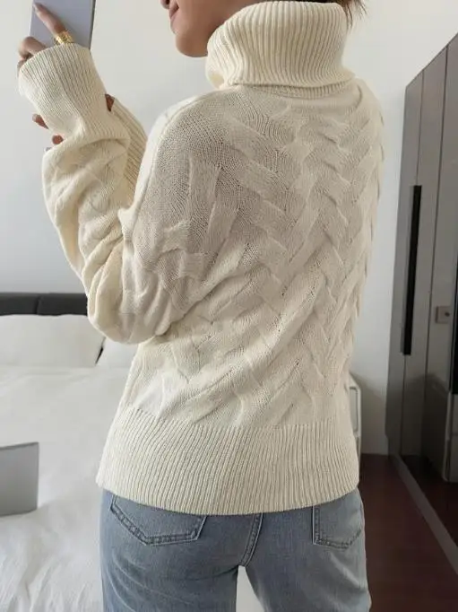 2025 Autumn/winter Casual Solid Color Woolen Long Sleeve Sweater Women's Wear