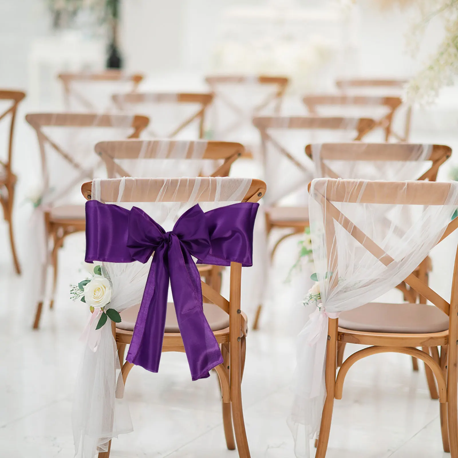 

10 Pcs Chair Back Bow Decoration Wedding Decorations for Party Bows Sashes Ribbon Chiffon Covers Lotus Tie