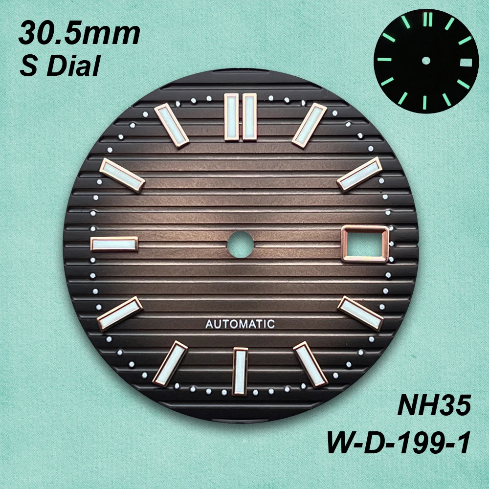 30.5mm S Dial Suitable For NH35/NH36 Movements Green Luminous For Na utilus High Quality Watch Modification Accessories