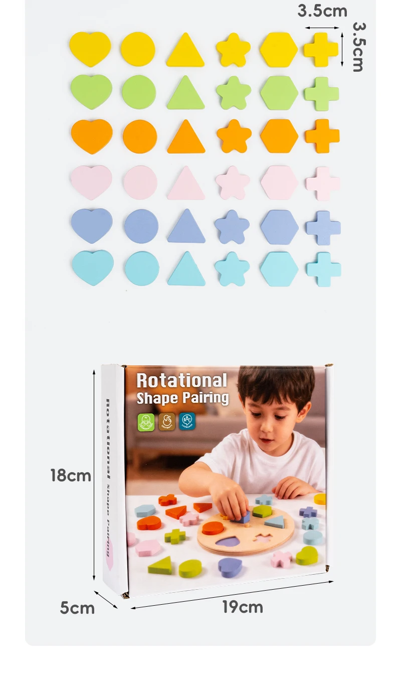 Children Early Education Shape Color Palette Color Cognitive Wooden Rotational Shape Pairing Board Kids Educational Wooden Toys