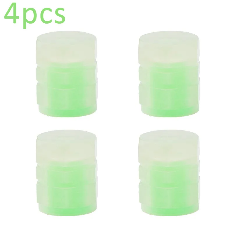 Fluorescent ABS Material Valve Caps Screw On Luminous Tire Stems Universal Car Accessories Glowing