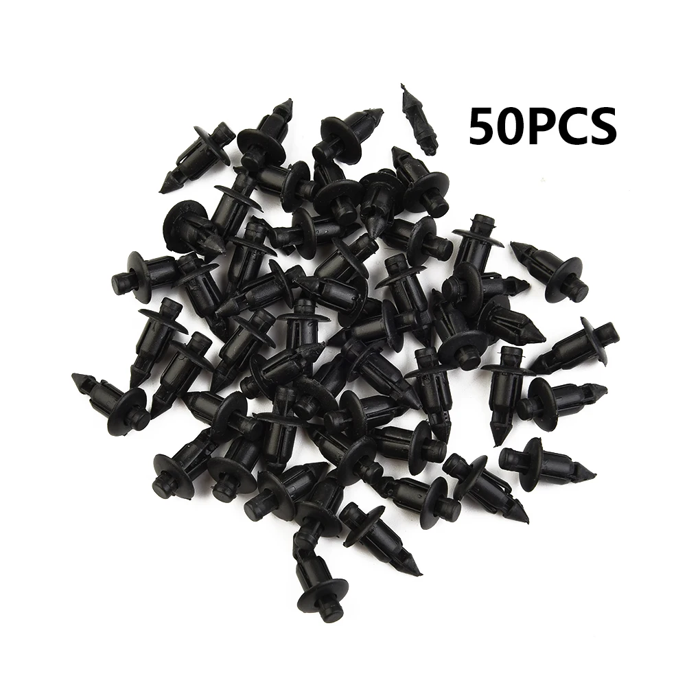 

50pcs Rivet Clips Black Motorcycle Fairing Rivet 11mm Collar Diameter 6mm Hole For Honda For Suzuki For Fastener Clips