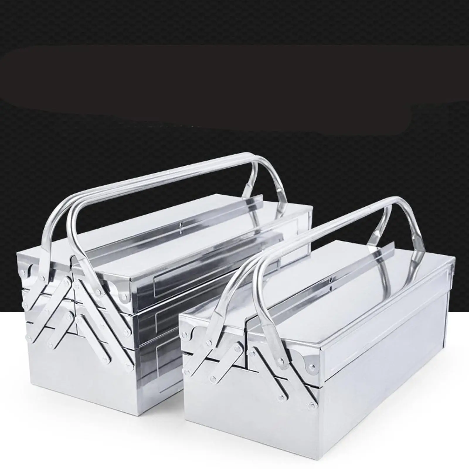 

Portable Cantilever Tool Box Sturdy Toolbox Stainless Steel Tool Storage Container for Workshop Household Mechanical Repairs