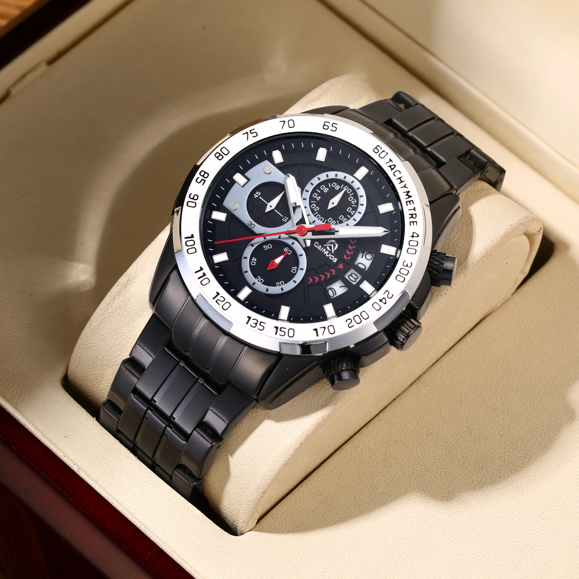 CAINUOS new multifunctional quartz watch, sports timing watch, leisure business calendar, men's watch
