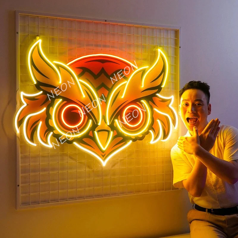 

Brown Owl LED Neon Sign Game Room Home Party Wall Decoration Neon Personalized Gift Custom UV Print Acrylic Artwork Light Signs