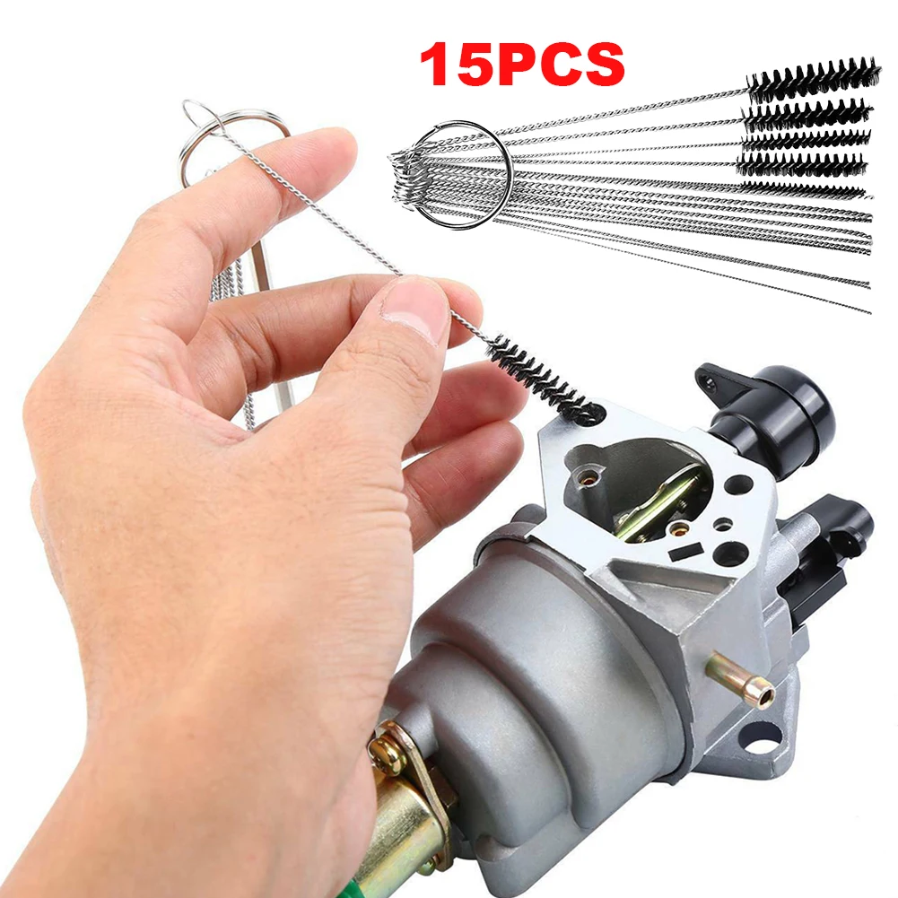 Carburetor Carbon Dirt Jet Remove 10Pcs Needles and 5Pcs Brushes Cleaning Tool Kit for Motorcycle ATV Moped Welder Carb Chainsaw